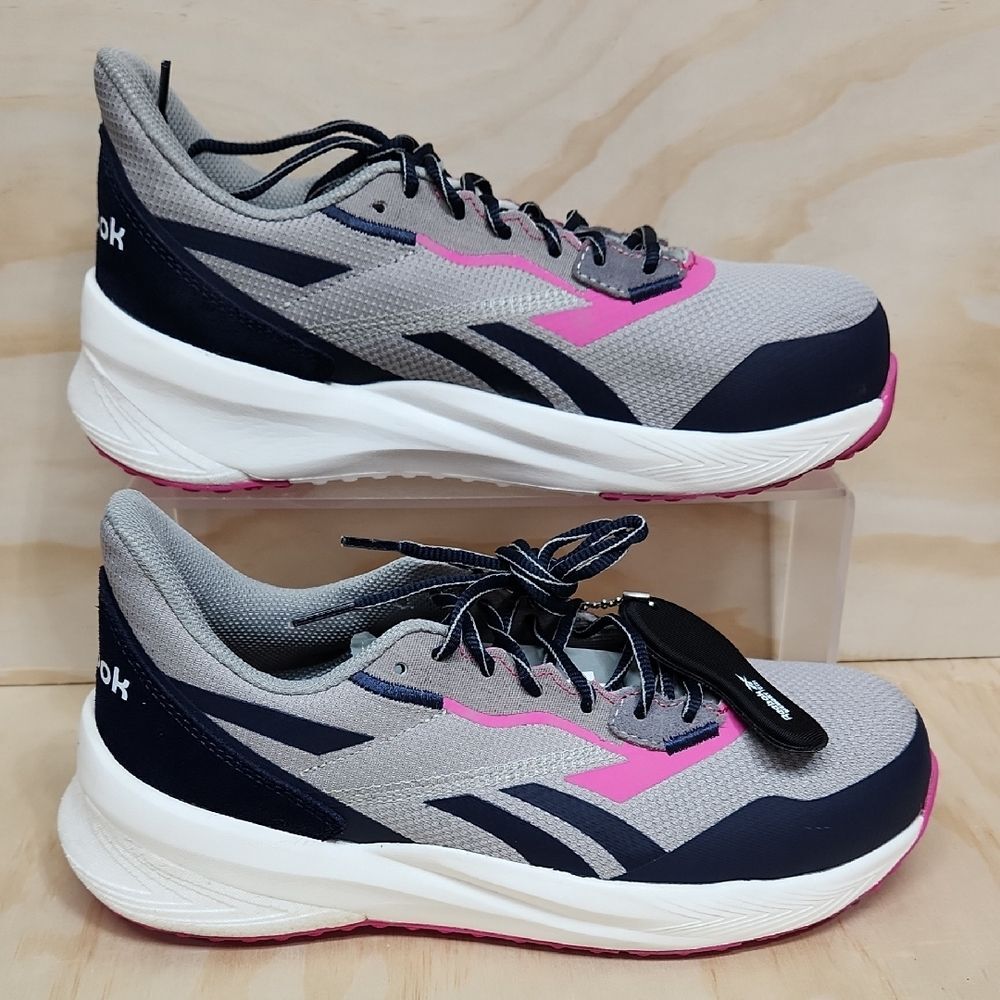 Reebok Floatride Energy Daily Work Comp Toe Shoe Women 10 Gray Pink Blue Sneaker